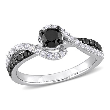Sofia B. 3/4 cttw Black Diamond and White Sapphire Swirl Engagement Ring