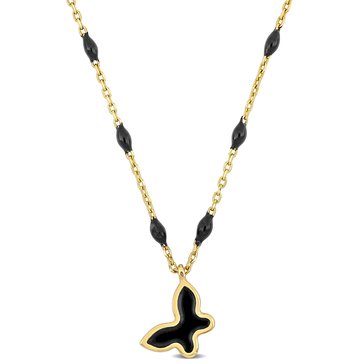 Sofia B. Black Enamel & Gold Butterfly Necklace