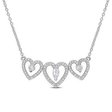 Sofia B. 1/5 cttw Diamond and 27/50 cttw White Topaz Heart Necklace