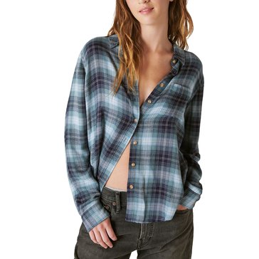 Lucky Brand Women's  Cloud Plaid Boyfriend Shirt