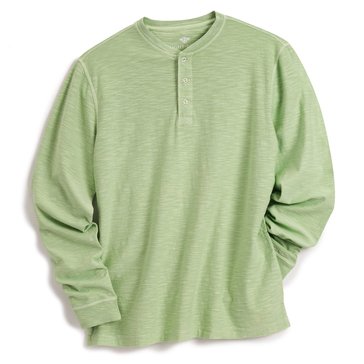 Eight Bells Men's Long Sleeve Slub Jersey Garment Dyed Henley Shirt
