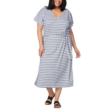 Yarn & Sea Women's Plus Easy Belted T-Shirt Dress