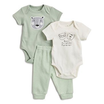 Wanderling Baby Boys Best Friends Forever Bodysuits And Pant 3-Piece Set
