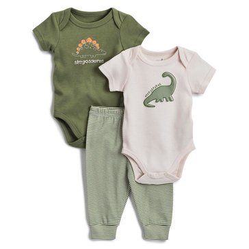 Wanderling Baby Boys Dinosaur Bodysuits And Pant 3 Piece Set