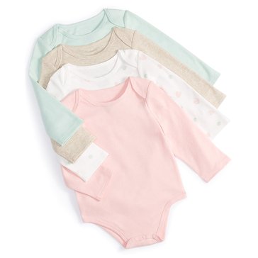 Wanderling Baby Girls' Uptown Heart Bodysuits 4-Pack