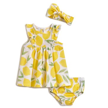 Wanderling Baby Girls Lemon Knit Dress With Headband