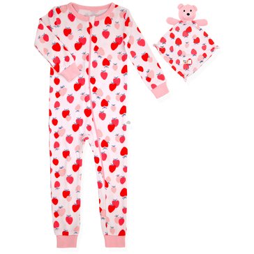 Sleep On It Baby Girls' Zip Front Coverall With Blanket Buddy