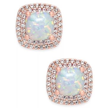 Created Cushion Opal Created White Sapphire Earrings