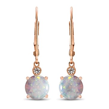 Created Opal Created White Sapphire Drop Earrings