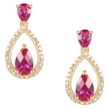 Ruby Diamond Pear Drop Earrings