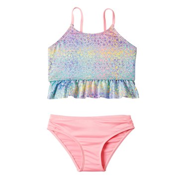 Pink Platinum Big Girls' Ombre Foil Dot 2-Piece Swimsuit