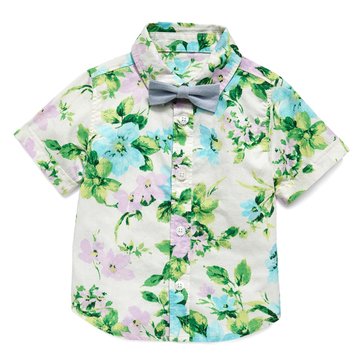 Old Navy Baby Boys' Short Sleeve Easter Woven Top With Bow Tie