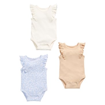 Old Navy Baby Girls' Tank Ruffle Sleeve Ribbed Bodysuits 3-Pack