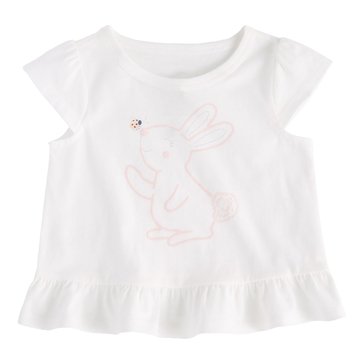 Wanderling Baby Girls Stiched Bunny Cap Sleeve Tee