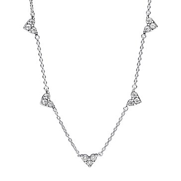 Pandora Triple Stone Heart Station Chain Necklace