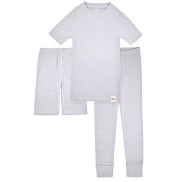 Sleep On It Little 3-Piece Short Sleeve Rib Knit Tight Fit Sleep Sets