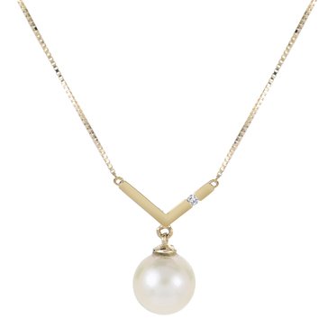 Imperial Freshwater Cultured Pearl and Diamond Accent V Necklace