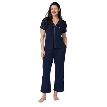 Tommy Hilfiger Women's Piped Cardi And Crop Pant Set