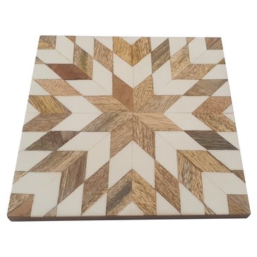 Transpac Wood Resin Patchwork Star Trivet