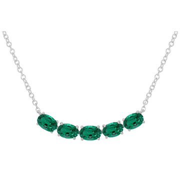 Created Emerald Oval Necklace