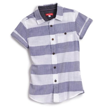 Liberty & Valor Big Boys' Horizontal Stripe Poplin Short Sleeve Woven Shirt
