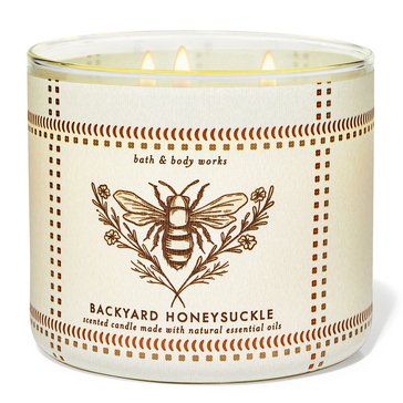 Bath & Body Works Blooming Greenhouse Icon Backyard Honeysuckle 3-Wick Candle