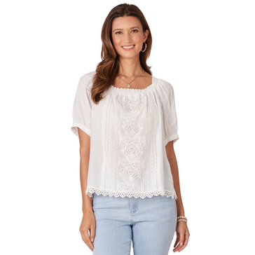 Democracy Women's Square Neck Embroidered Blouse