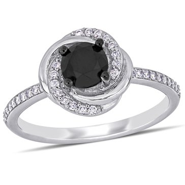 Sofia B. 1 1/10 cttw Black Diamond and White Diamond Round Swirl Ring