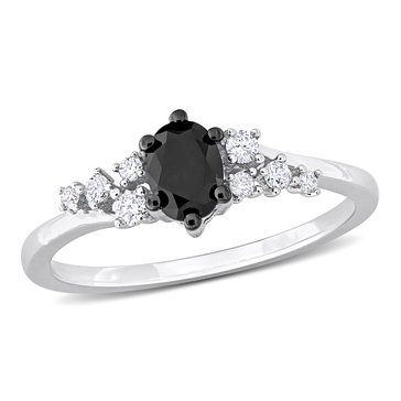 Sofia B. 3/4 Cttw Black and White Oval and Round-Cut Diamond Ring