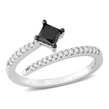 Sofia B. 3/4 Cttw Black and White Princess and Round-Cut Diamond Ring