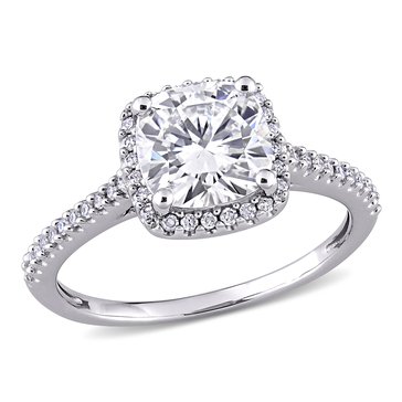 Sofia B. 2 cttw Cushion Moissanite and 1/4 cttw Diamond Halo Engagement Ring