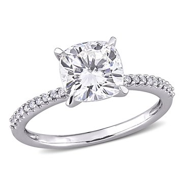 Sofia B. 2 cttw Cushion Moissanite and 1/10 cttw Diamond Engagement Ring