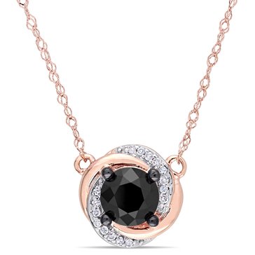 Sofia B. 1 cttw Black Diamond and White Diamond Swirl Necklace