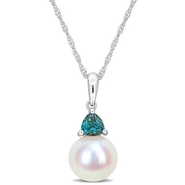 Sofia B. 1/3 cttw Created Alexandrite and 8-8.5MM Cultured Freshwater Pearl Pendant with Chain