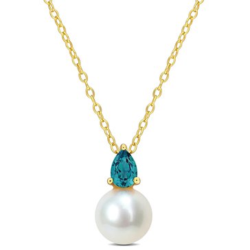 Sofia B. 5/8 cttw Created Alexandrite and 8.5-9MM Cultured Freshwater Pearl Pendant with Chain