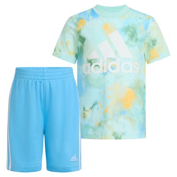 Adidas Little Boys Tee And 3 Stripe Shorts Sets