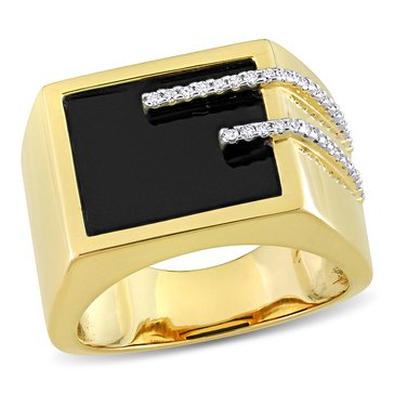 Sofia B. Men's 5 cttw Square Black Onyx and 1/6 cttw Diamond Ring
