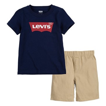 Levis Little Boys Batwing Logo Tee And Short Sets