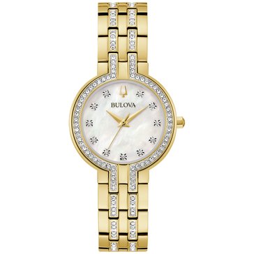 Bulova Women's Quartz Crystal Bracelet Watch & Necklace Box Set