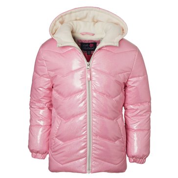 Pink Platinum Little Girls' Iridescent Puffer Coat