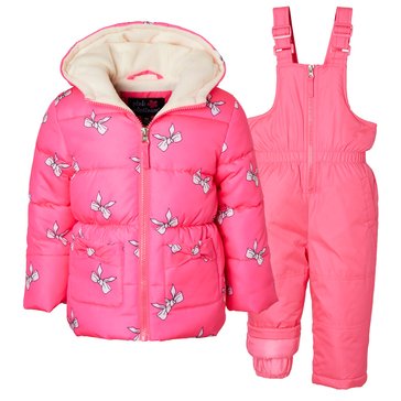 Pink Platinum Little Girls' Bow Snow Suit