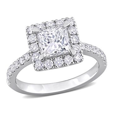 Created Forever 2 cttw Princess and Round Cut Lab Grown Diamond Halo Engagement Ring