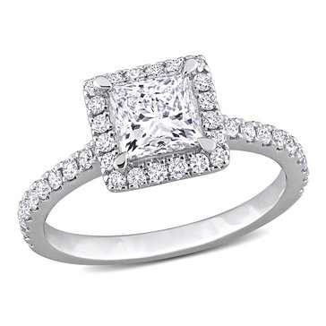Created Forever 1 1/2 cttw Princess and Round Cut Lab Grown Diamond Halo Engagement Ring