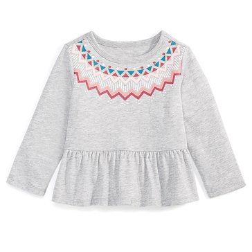 Wanderling Baby Girls' Long Sleeve Sweetheart Fairisle Top