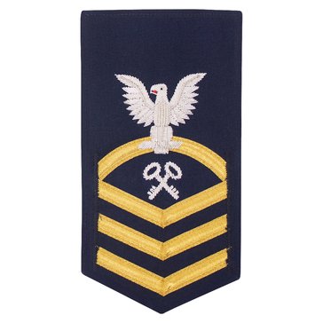 USCG E7 (SK) Men's Rating Badge Gold on Blue Vanfine BULLION