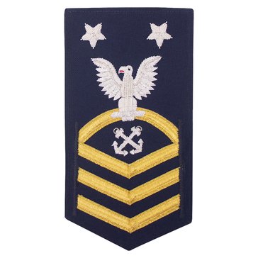 USCG E9 (BM) Men's Rating Badge Vanfine BULLION Gold on Blue