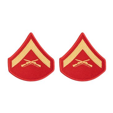 USMC Women's Chevron Gold on Red LCPL