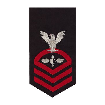 Men's E7 (AGC) Rating Badge in STANDARD Red on Blue POLY/WOOL for Aerographer