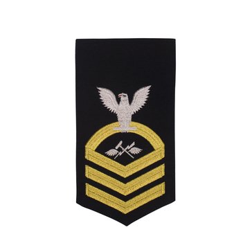 Men's E7 (ASC) Rating Badge in STANDARD Gold on Blue POLY/WOOL for Aviation Support Equipment Technician