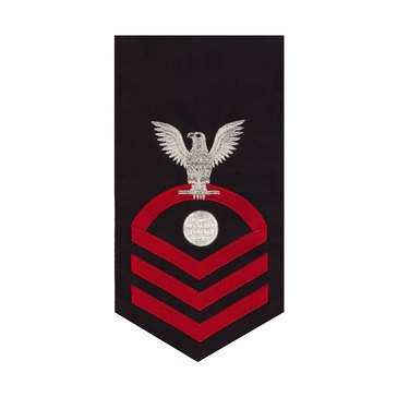 Men's E7 (EMC) Rating Badge in STANDARD Red on Blue POLY/WOOL for Electrician's Mate